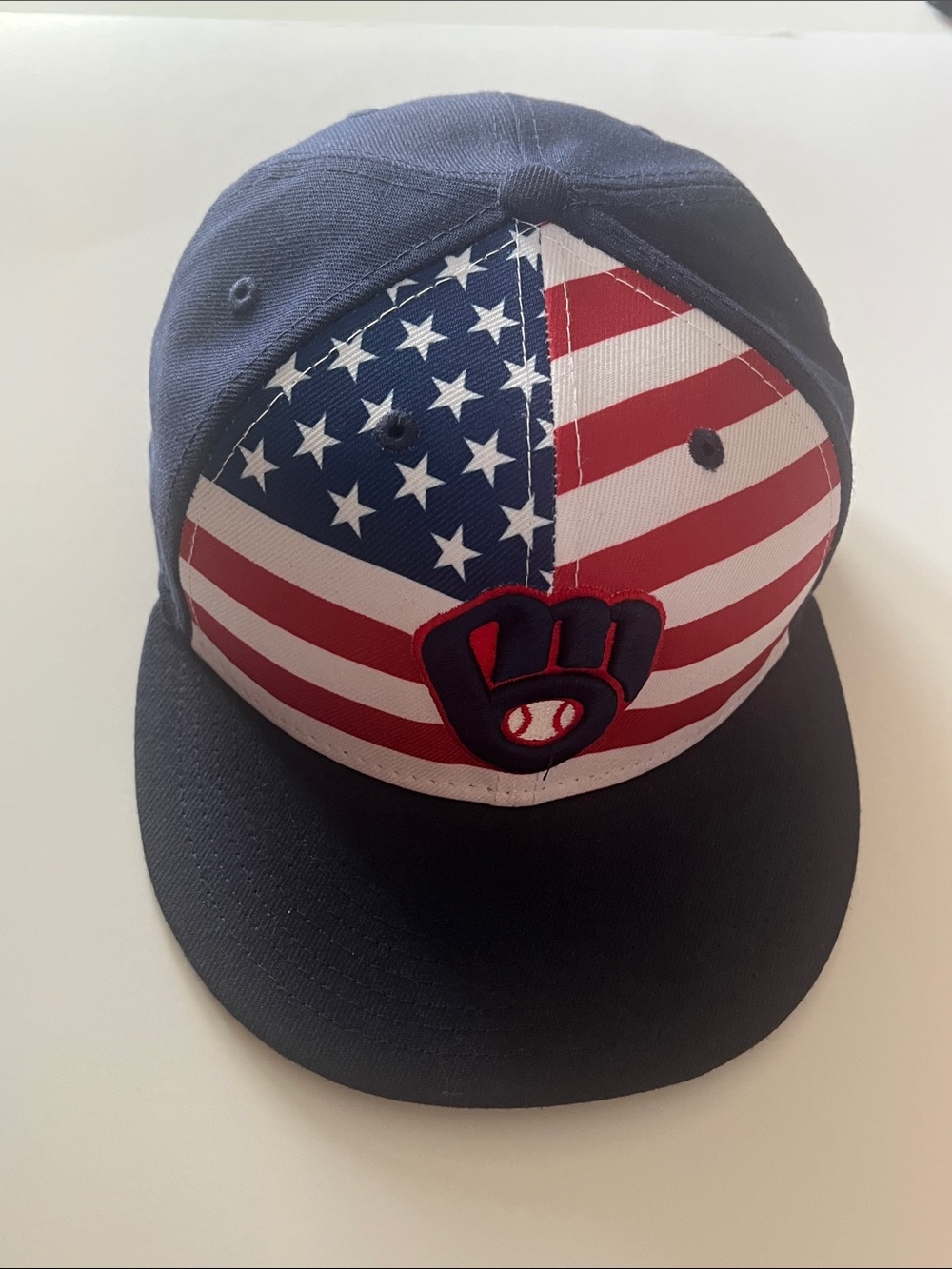 Men's Navy Baseball Cap with American Flag Front Panel